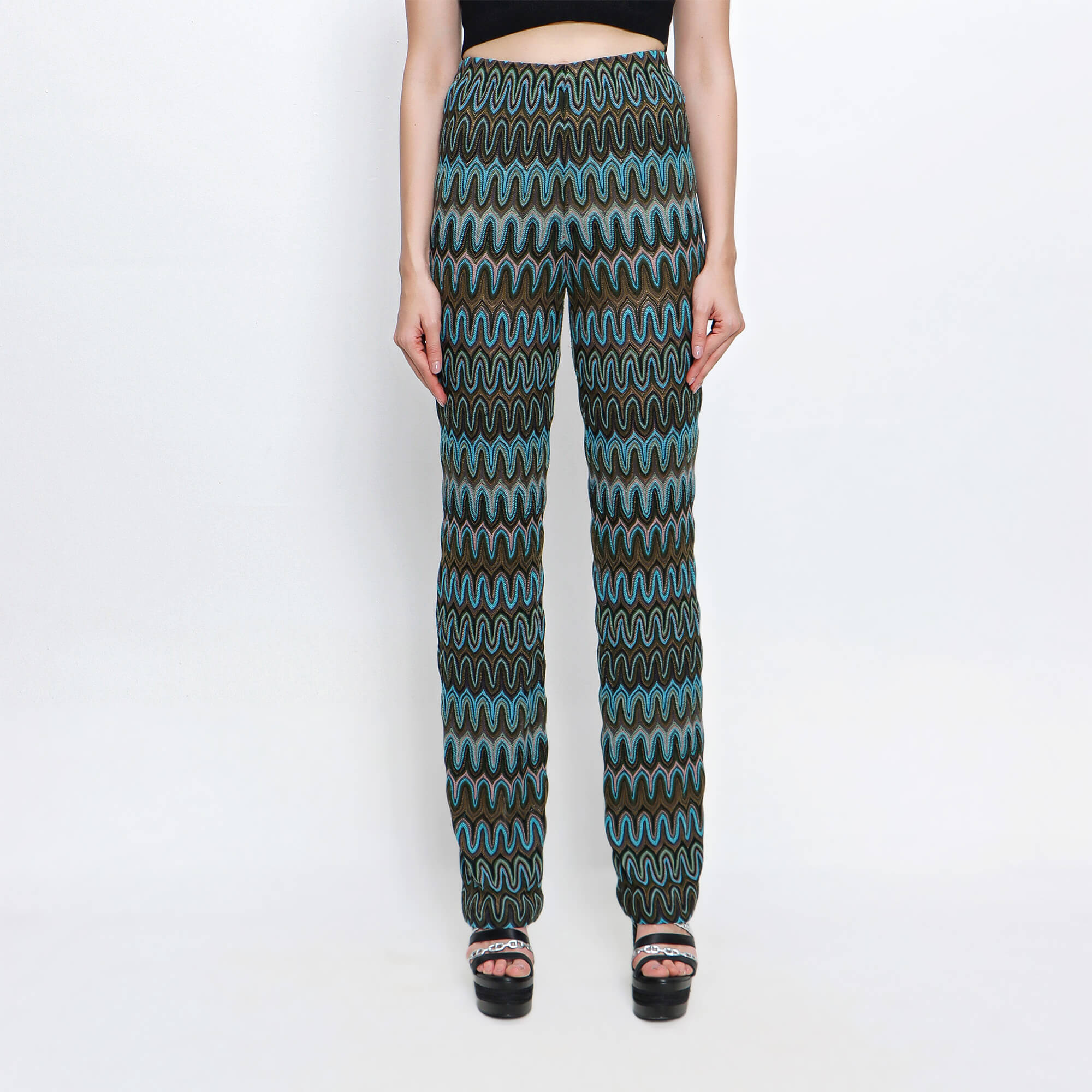 Missoni - Blue Zigzag Viscose Pants